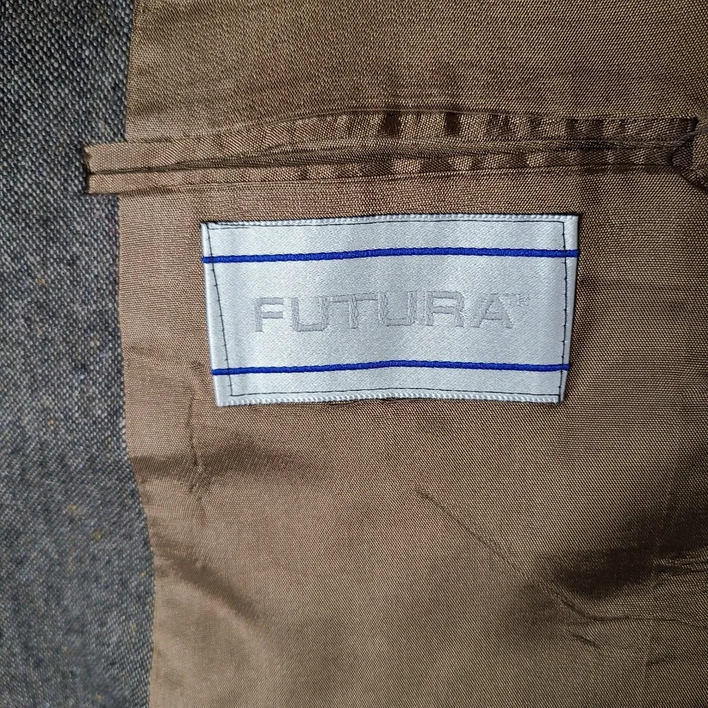 Vintage Futura Jacket Mens 44 Brown Tweed Blazer Double Breasted Wool Blend USA